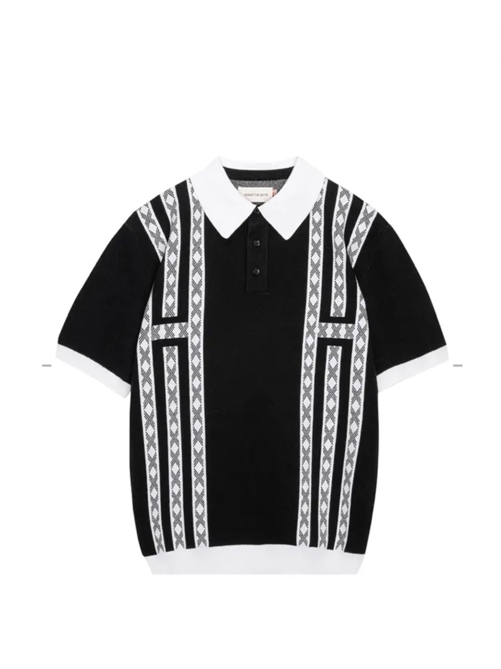Honor The Gift Black & White Knit Short-Sleeve Polo for Kids